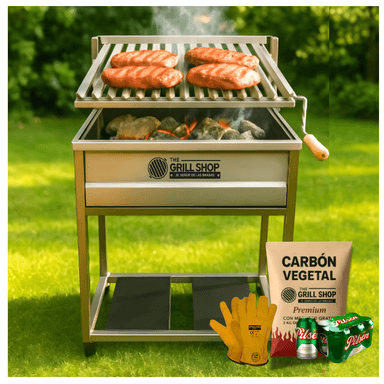 PARRILLA A CARBÓN DE ACERO INOX REGULABLE - 4