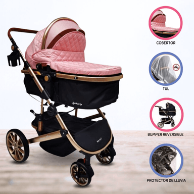 COCHE MOISÉS DEPORTIVO BABY KITS MILAN ROSADO PARA BEBÉS