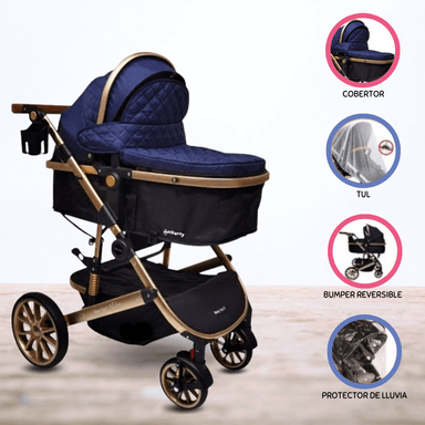 COCHE MOISÉS DEPORTIVO BABY KITS MILAN AZUL PARA BEBÉS BLUE