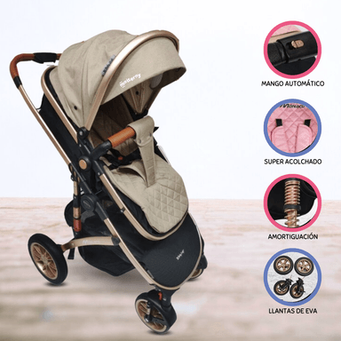 COCHE DEPORTIVO BABY CRAFT MOISÉS «MONACO» BEIGE PARA BEBÉ