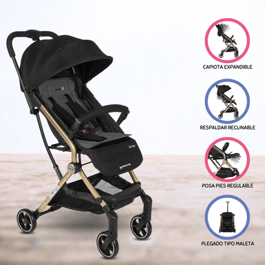 COCHE PASEO SAFETY COMPACTO «SPARK» NEGRO PARA BEBÉ