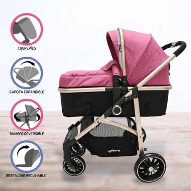 COCHE DEPORTIVO EBABY MOISÉS «CARRI DELUXE» ROSADO PARA BEBÉ