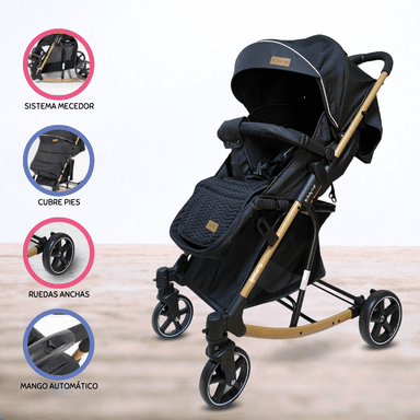 COCHE CUNA MECEDORA PARA BEBÉS «MADRID» BLACK