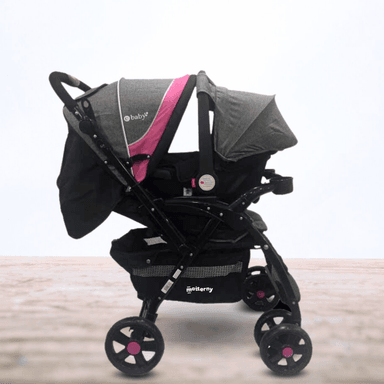 COCHE CUNA EBABY TRAVEL SISTEM «BRAVIAR» ROSADO PARA BEBÉ