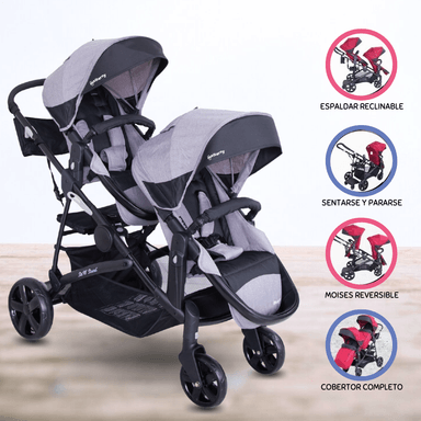 COCHE CUNA EBABY MELLICERO «DUO PRANT» GRIS PARA BEBÉ
