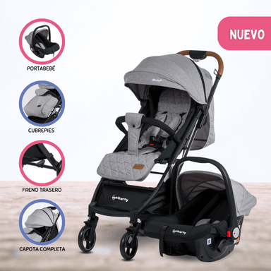 COCHE MALETA CON PORTABEBES «HAPPY TRAVEL» GRAY