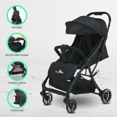 COCHE CUNA CUZKA AUTOMATIC NEGRO PLEGABLE