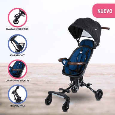 COCHE PLEGABLE GIRATORIO 360º «EASY TRAVEL» BLUE