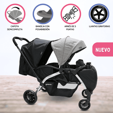 COCHE MELLICERO EBABY KRIPTO DUAL GRIS PARA NIÑOS