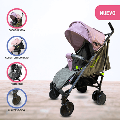 COCHE BASTÓN DEPORTIVO BABY GO NITRO ROSADO PARA BEBÉ