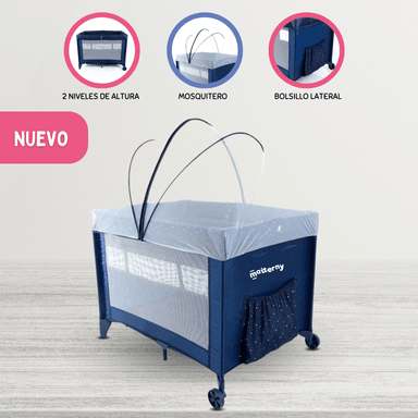 CUNA CORRAL SAFETY SLEEP ALGODÓN AZUL PARA BEBÉS