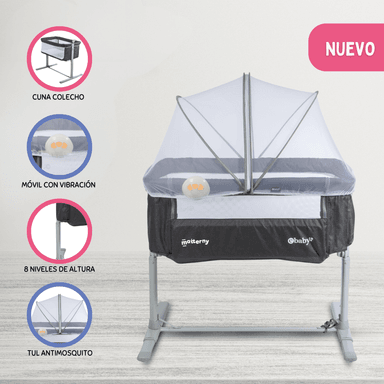 CUNA COLECHO CON TUL PARA BEBE «TAMI» GRIS