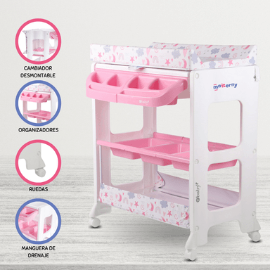 BAÑERA EBABY CAMBIADOR 3 PISOS «NATIEL NEW» ROSADO