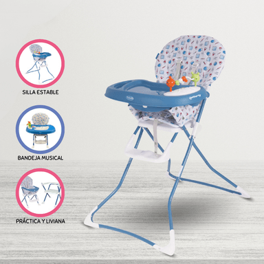 SILLA COMER EBABY BADALA 628 AZUL PLEGABLE PARA BEBÉS BADALA BLUE