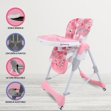 SILLA COMER EBABY LORI ROSADO GRADUABLE PARA BEBÉ