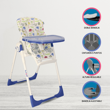 SILLA COMER EVEZO NELLY AZUL GRADUABLE PARA BEBÉS BLUE