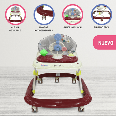ANDADOR EBABY CON BANDEJA DIVERTIDA CRISTAL RED