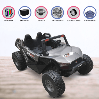 CARRO A BATERÍA UTV 24 «VLT» Y PANTALLA MP4 PARA NIÑOS RED - 1