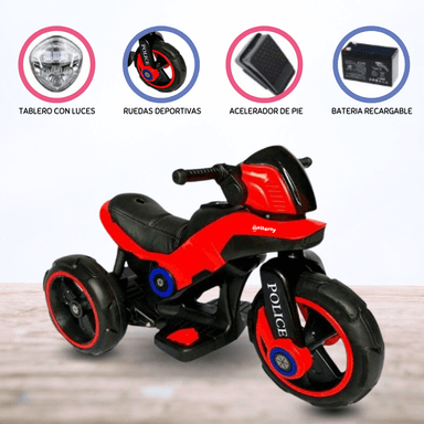 TRIMOTO A BATERÍA PARA NIÑOS «POLICE» MP3 PINK - 1