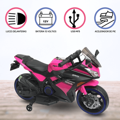 MOTO A BATERÍA BEAUTIFUL MP3 PARA NIÑOS «NINJA» PINK - 1