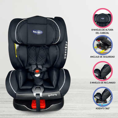 SILLA AUTO BABY KITS BARLETTA NEGRO RECIÉN NACIDO CON ISOFIX