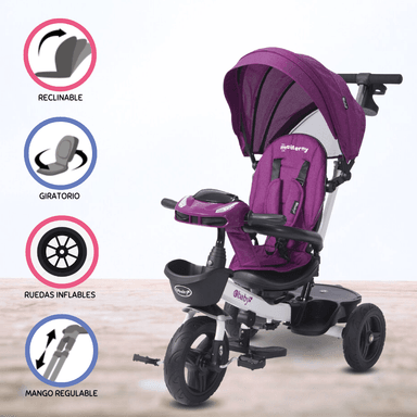 TRICICLO EBABY GUIADOR USB ARIA ROSADO PARA NIÑOS