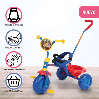 TRICICLO INFANTI GUIADOR PAW PATROL AZUL PARA NIÑOS
