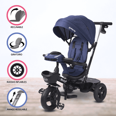 TRICICLO EBABY GUIADOR USB ARIA AZUL PARA NIÑOS