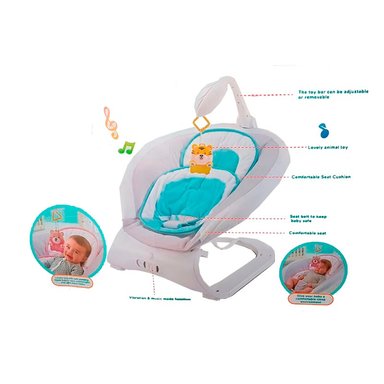 SILLA MECEDORA MUSICAL BAUNCER PARA BEBÉS «3D» LIGHT BLUE - 3