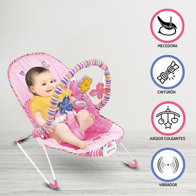 BAUNCER CUZKA VIBRADOR MUSICAL BEBÉS PRINCESS PINK 60 X 45 CM