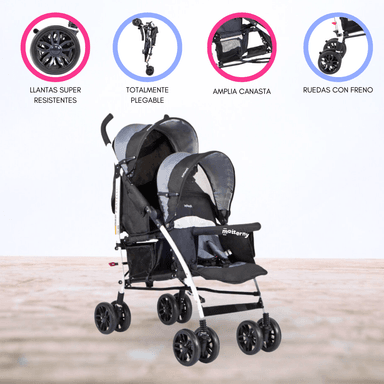 COCHE CUNA MELLICERO «DUO FRATELLO COUNTOUR» BLACK/BLUE