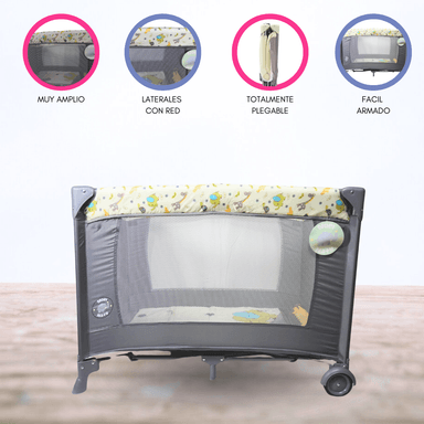 CUNA CORRAL CUZKA TREILLIS GRIS PLEGABLE GRAY