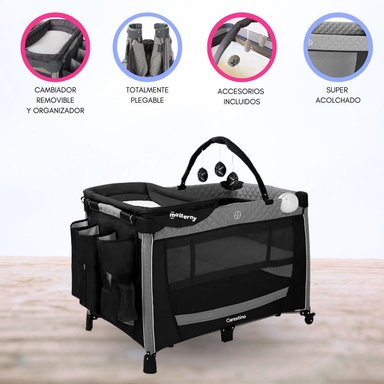 CUNA CORRAL CARESTINO GENOVA NEGRO PLEGABLE
