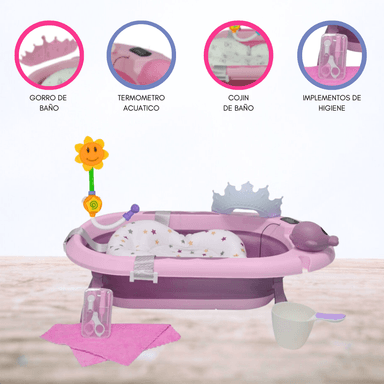 BAÑERA CUZKA AZUL TINA PLEGABLE BEBÉS JELLY SPA