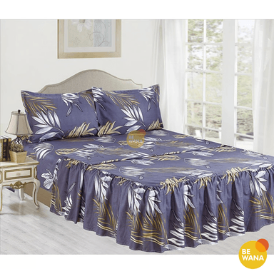 SET SÁBANAS CUZKA QUEEN MULTICOLOR CON BLONDA 4 PIEZAS