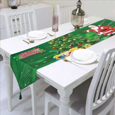 CENTRO MESA CUZKA MULTICOLOR CAMINO NAVIDEÑO 33X180 CM PAPA NOEL Nº6