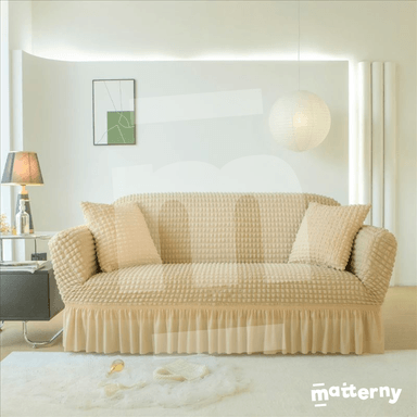 FUNDA CUZKA BEIGE PROTECTORA ALTO RELIEVE MUEBLES SET 3-2-1 ASIENTOS