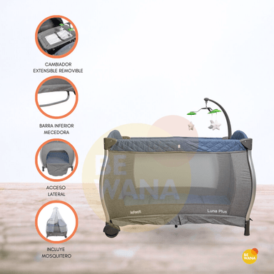 CUNA CORRAL MATTERNY LUNA PLUS ROSADO PLEGABLE BEBÉ