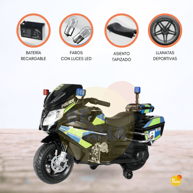 MOTO A BATERÍA PARA NIÑOS «ELITE POLICE» BLACK - 1
