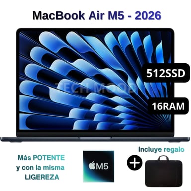 MACBOOK AIR APPLE DE 13' | CHIP M5 | 16GB RAM + 512GB SSD | TECLADO INGLÉS - MIDNIGHT - 1