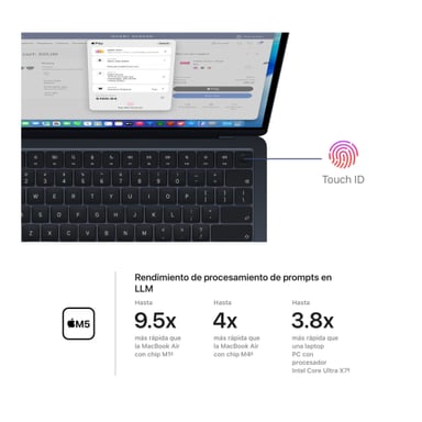 MACBOOK AIR APPLE DE 13' | CHIP M5 | 16GB RAM + 512GB SSD | TECLADO INGLÉS - MIDNIGHT - 2