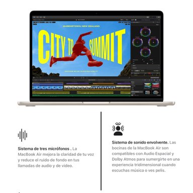 MACBOOK AIR APPLE DE 13' | CHIP M5 | 16GB RAM + 512GB SSD | TECLADO INGLÉS - STARLIGHT - 3