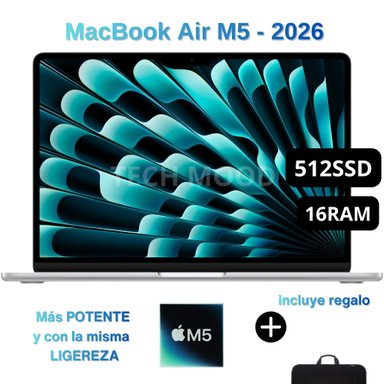 MACBOOK AIR APPLE DE 13' | CHIP M5 | 16GB RAM + 512GB SSD | TECLADO INGLÉS - SILVER - 1