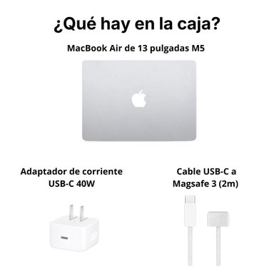 MACBOOK AIR APPLE DE 13' | CHIP M5 | 16GB RAM + 512GB SSD | TECLADO INGLÉS - SILVER - 6