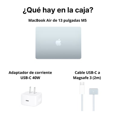 MACBOOK AIR APPLE DE 13' | CHIP M5 | 16GB RAM + 512GB SSD | TECLADO INGLÉS - SKY BLUE - 6