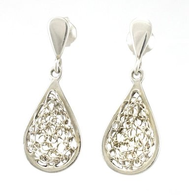 ARETES RELISE TEJIDO GOTA PLATA