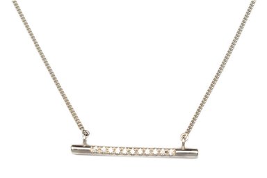 COLLAR RELISE TINA HORIZONTAL PLATA LEY 950 MODELO TUBO ZIRCONES BRILLANTES