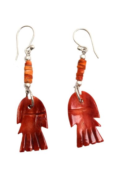 ARETE RELISE PESCADO PLATA LEY 950 ETNICO CHAN CHAN SPONDILUS NARANJA Y SHAKIRAS