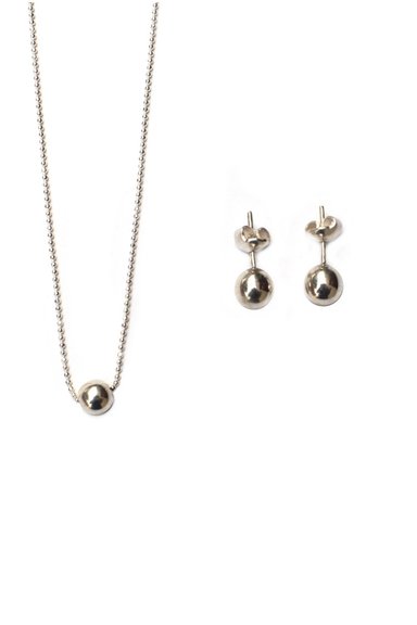 COLLAR Y ARETES RELISE PERLA NRO. 8 PLATA