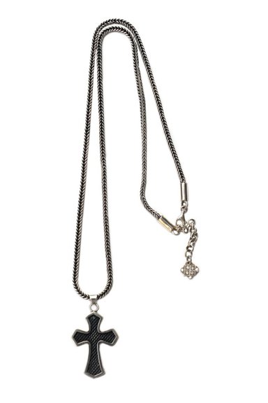 CADENA RELISE ESPIGA Y CRUZ PLATA Y DIJE QUEMADA 70 CMS LARGO